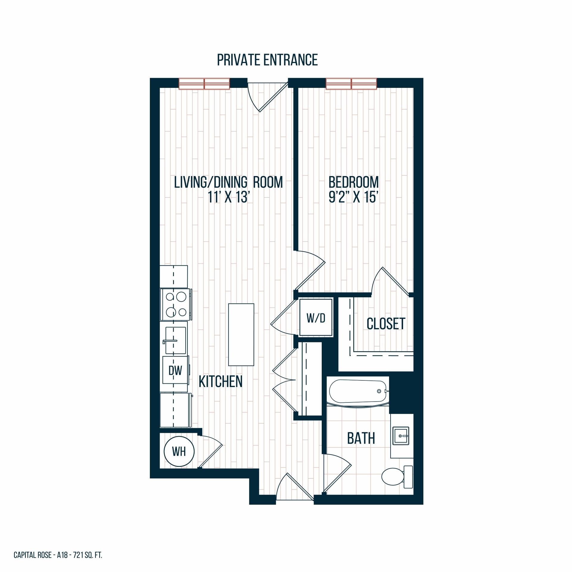 Capitol Rose Luxury Apartments in Washington, DC A18 Floor Plan